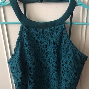 Blue halter crop top